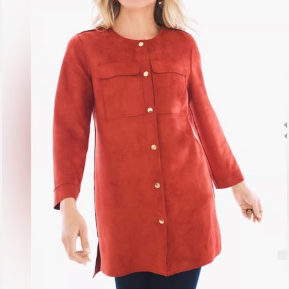 Chico's Rust Color (Burnt Orange) Faux Suede Jacket | Size 2